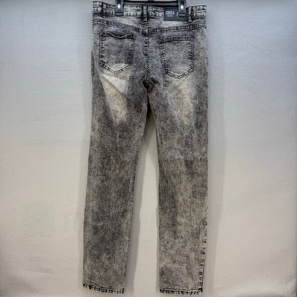 CR24 Jeans Women's 34 (18) Black Chrome Edge Acid Wash Distressed Tapered Leg - Picture 2 of 14